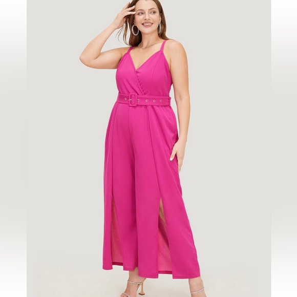 BloomChic Plus Size 3XL Plain Pocket Wrap Buckle Belt Jumpsuit us22-24 - Picture 1 of 7